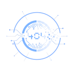 blue and white flat illustrative technology logo